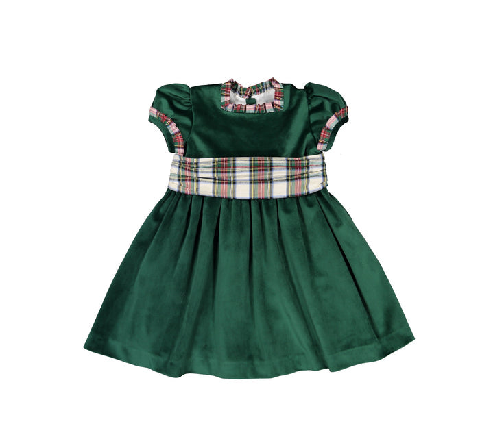 Emerald Green Tartan Xmas Velvet Dress