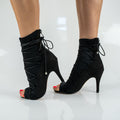 Eva Black lace up latin dance shoes open toe