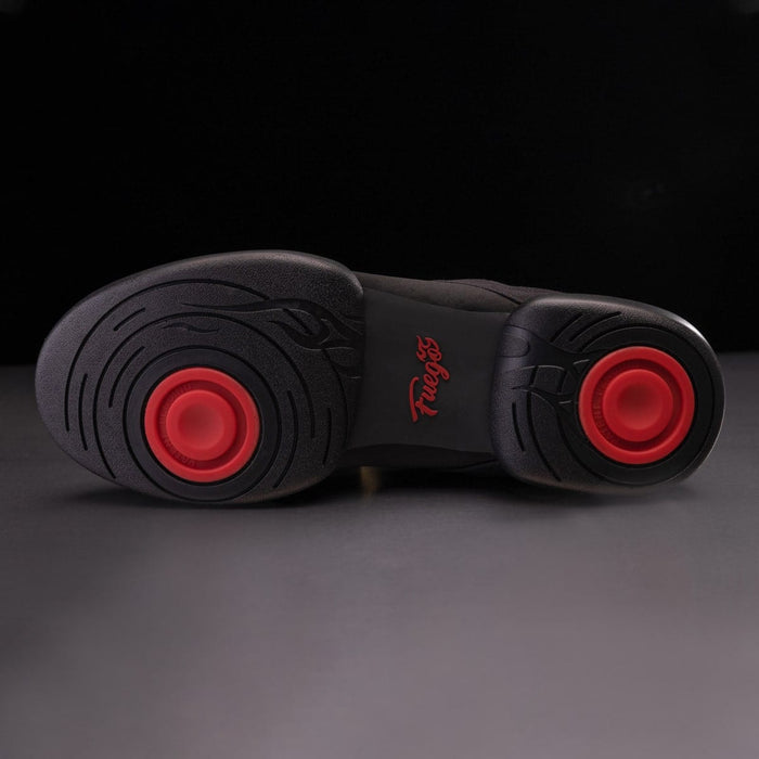 Fuego dance shoes – black split-sole with dual pivot points.