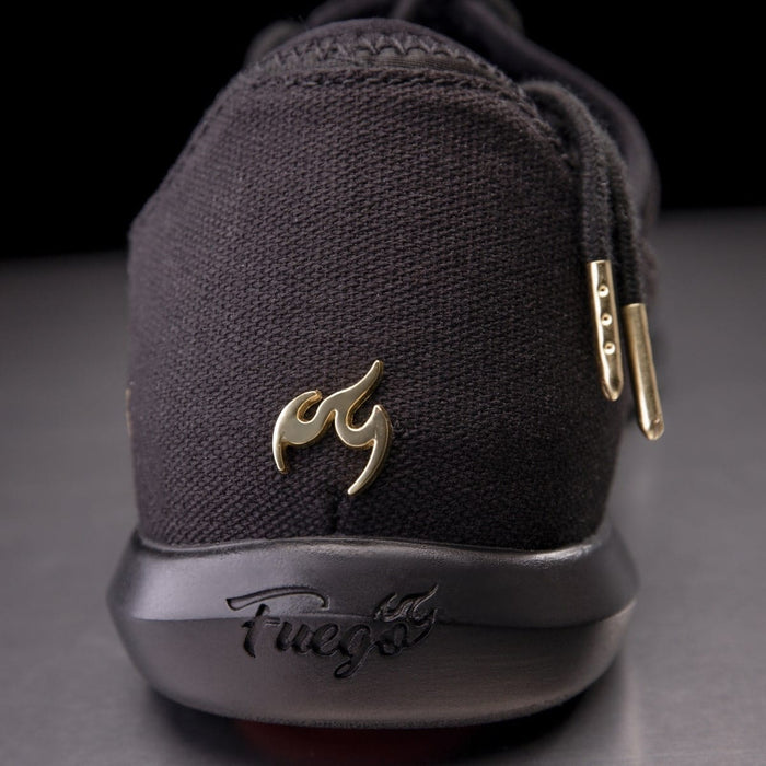 Fuego dance shoes – black split-sole with dual pivot points.