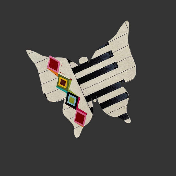 Fused Applique Butterfly - Piano Keys with Diamond Strip 1 LEFT