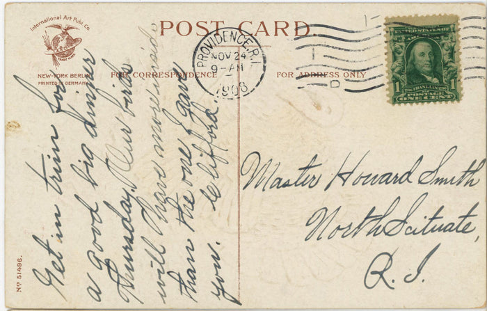 Good Wishes Thanksgiving Day Turkey unsigned Clapsaddle Vintage Embossed Postcard 1908 - Vintage Postcard Boutique