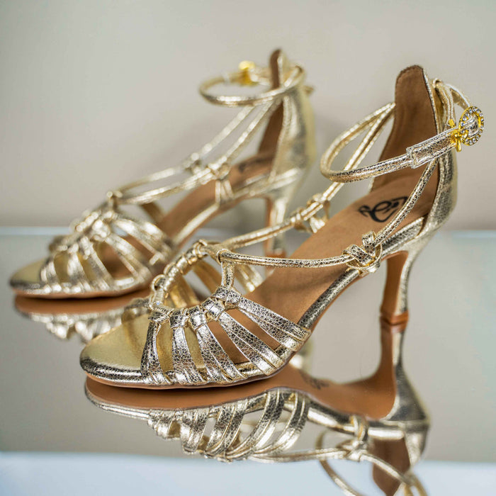 Grace Golden latin dance sandals four straps