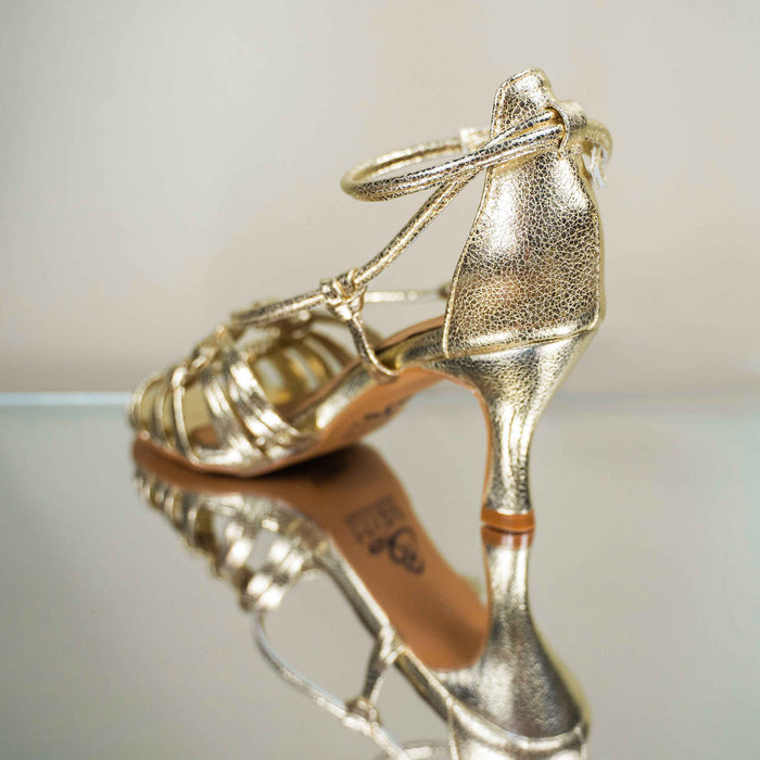 Grace Golden latin dance sandals four straps