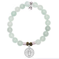 Green Angelite Gemstone Bracelet with Be the Light Sterling Silver Charm