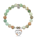 Green Quartz Gemstone Bracelet with Heart Family Sterling Silver Charm
