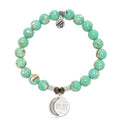 Light Green Shell Gemstone Bracelet with 11:11 Sterling Silver Charm