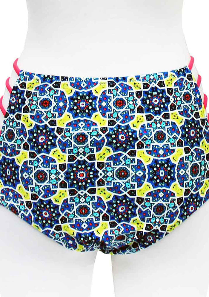 MINKPINK Gypisanna High Waist Bikini Bottom in multicolor — back view 2