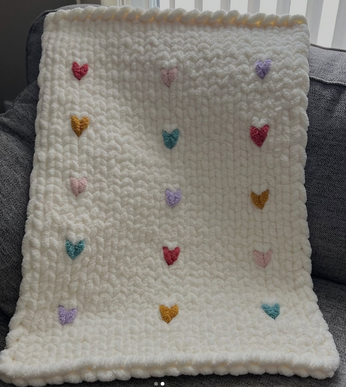 Hand Made Blanket with hearts