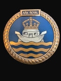 #Hand-Painted HMS Ark Royal Naval Crest Plaque – Wooden Maritime Display Emblem - Annapolis Maritime Antiques