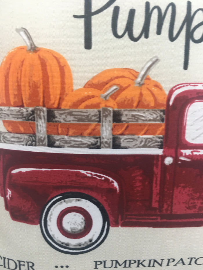 Harvest Indoor or Outdoor Truck Carrying Farm Fresh Pumpkins Pillow