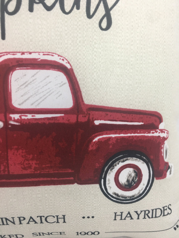 Harvest Indoor or Outdoor Truck Carrying Farm Fresh Pumpkins Pillow