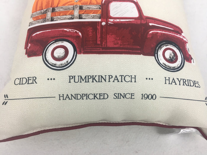 Harvest Indoor or Outdoor Truck Carrying Farm Fresh Pumpkins Pillow
