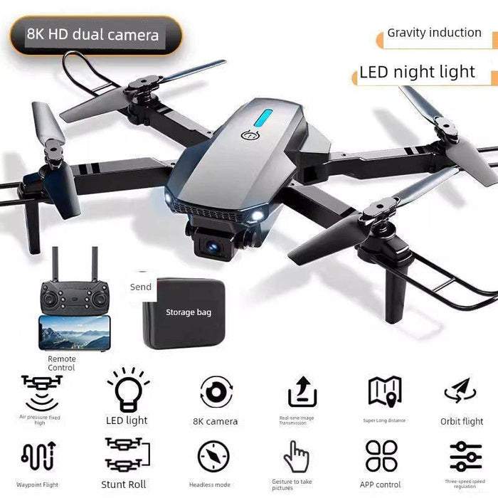 Increase stability, hover, anti-wind return, ultra-clear double camera, 7km black delivery bag / Three batteries + multi-charge [accessories package + remote control battery]]