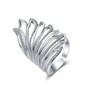Mandotos Heavenly Diamond Wing Ring featuring sparkling diamonds and a delicate feather design in sterling silver.