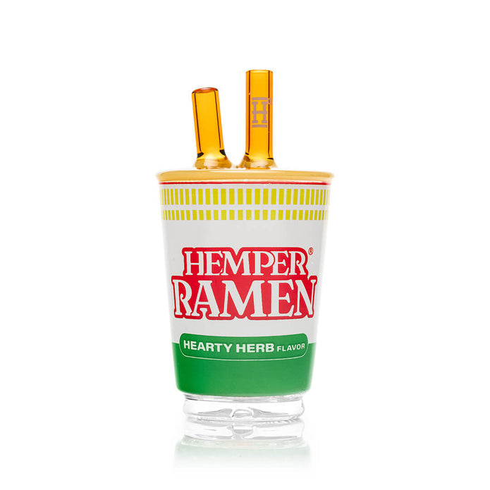 Side profile of ramen Puffco Peak glass top highlighting ramen-bowl silhouette and tall mouthpiece shape for smooth draw
