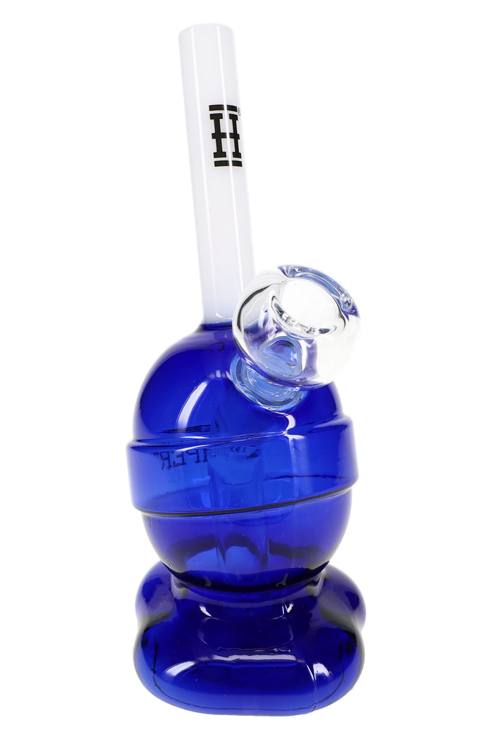 Front view of 6.5″ Hemper lollipop bong with showerhead perc and stemless 14.5 mm joint, matching bowl included