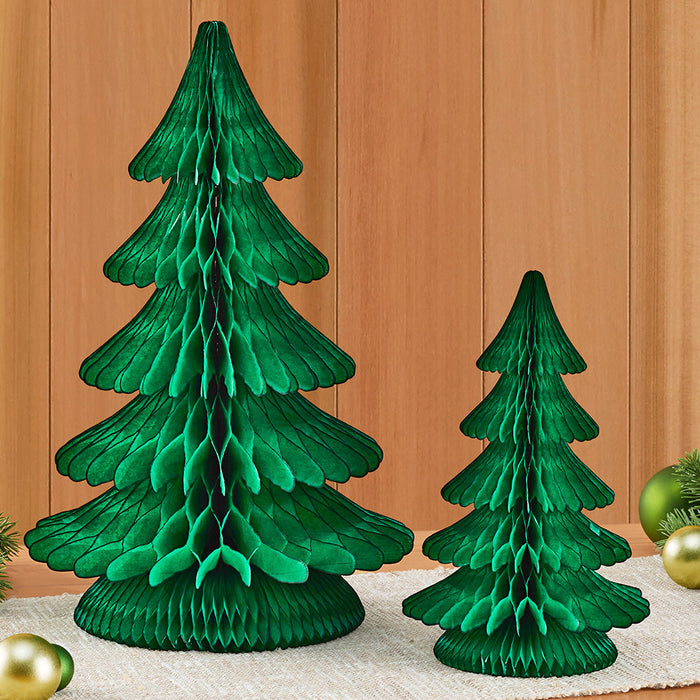 Hester & Cook Honeycomb Paper Christmas Decorations, Fir Trees