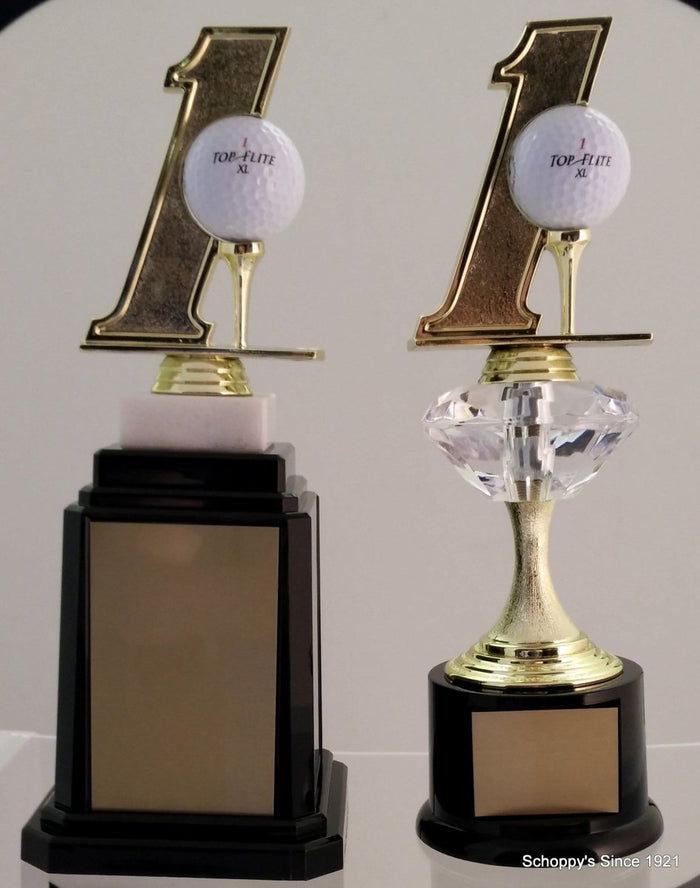 Hole In One Diamond Riser Trophy On Black Round Base - Schoppy's Since 1921