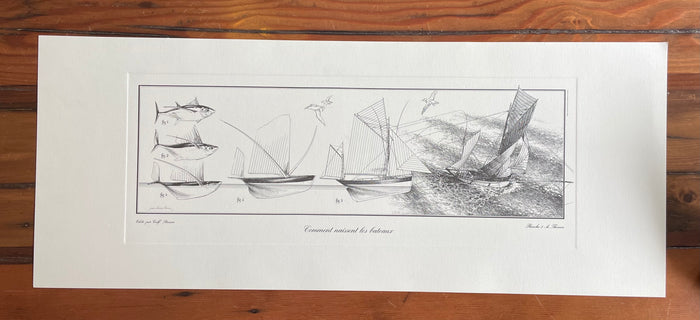 How boats are born: Tuna Boat - Prints by Jean Olivier Héron - Annapolis Maritime Antiques