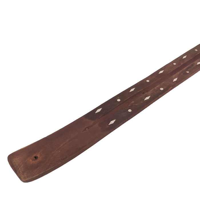 Jumbo Wood Incense Burner & Ash Catcher, Diamonds & Circles Design, 18"