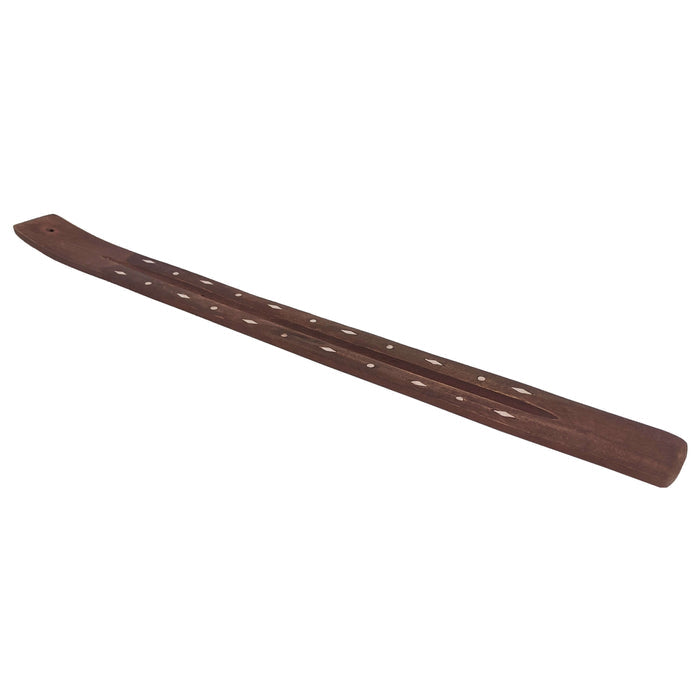 Jumbo Wood Incense Burner & Ash Catcher, Diamonds & Circles Design, 18"