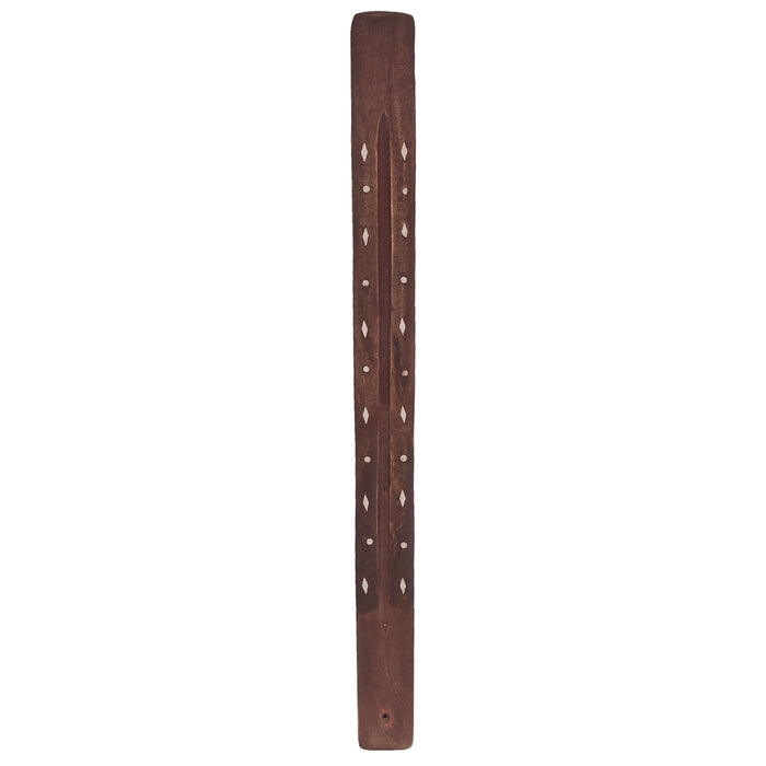 Jumbo Wood Incense Burner & Ash Catcher, Diamonds & Circles Design, 18"