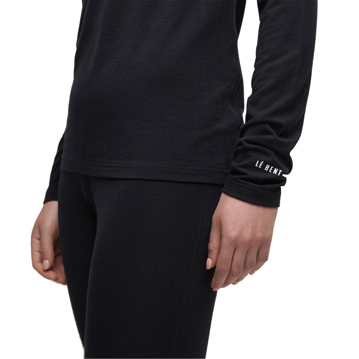 Le Bent Women's Core 200 Lightweight Crew Top 2025 Black - Comor - Go Play Outside
