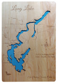 Long Lake, Wisconsin - Washburn County - Laser Cut Wood Map