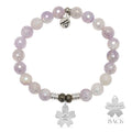 Mauve Jade Gemstone Bracelet with Forget Me Not Sterling Silver Charm