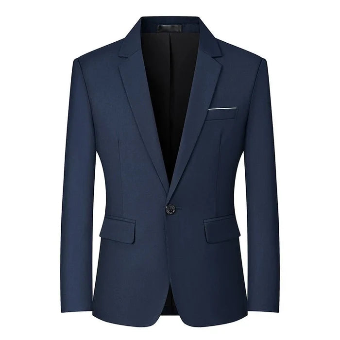 Men's slim fit travel blazer by MANDOTOS INTERNATIONAL, lightweight suit jacket with tailored fit and sleek design.