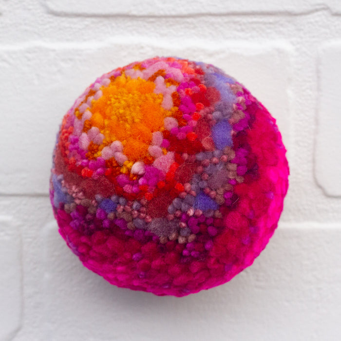 Midi Puff in Olive Wood Frame | Orange + Hot Pink