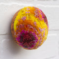 Midi Puff in Olive Wood Frame | Pink + Yellow