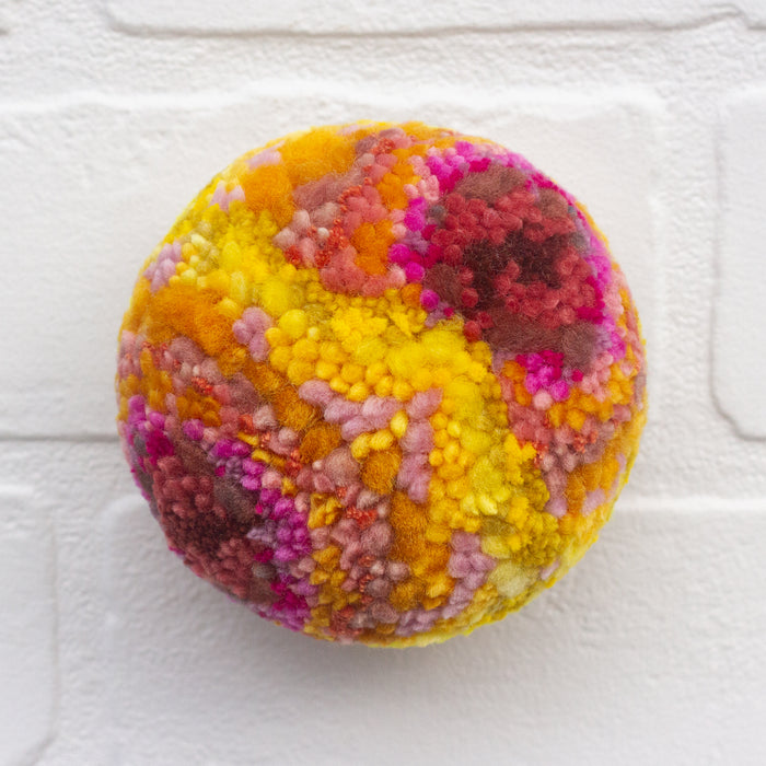 Midi Puff in Olive Wood Frame | Pink + Yellow