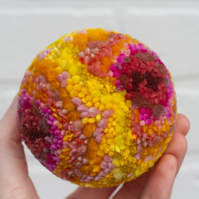 Midi Puff in Olive Wood Frame | Pink + Yellow