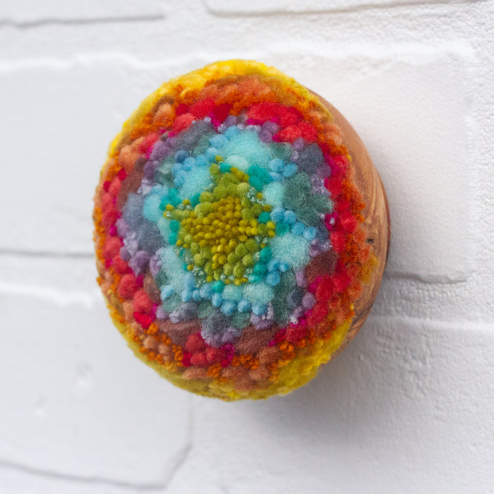Midi Puff Sculpture in Olive Wood Frame | Yellow Rainbow