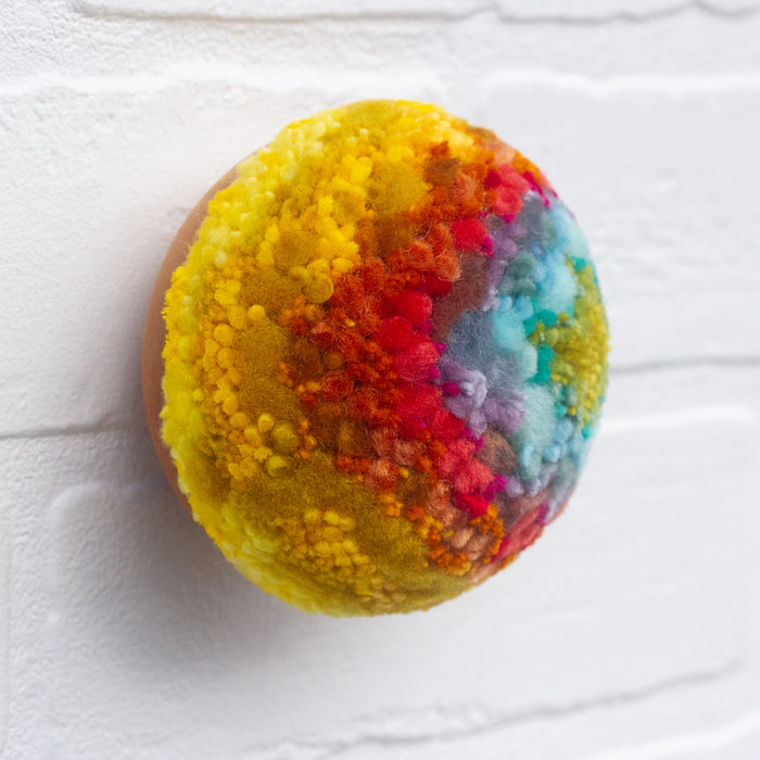 Midi Puff Sculpture in Olive Wood Frame | Yellow Rainbow