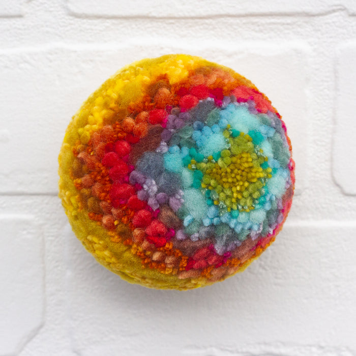 Midi Puff Sculpture in Olive Wood Frame | Yellow Rainbow
