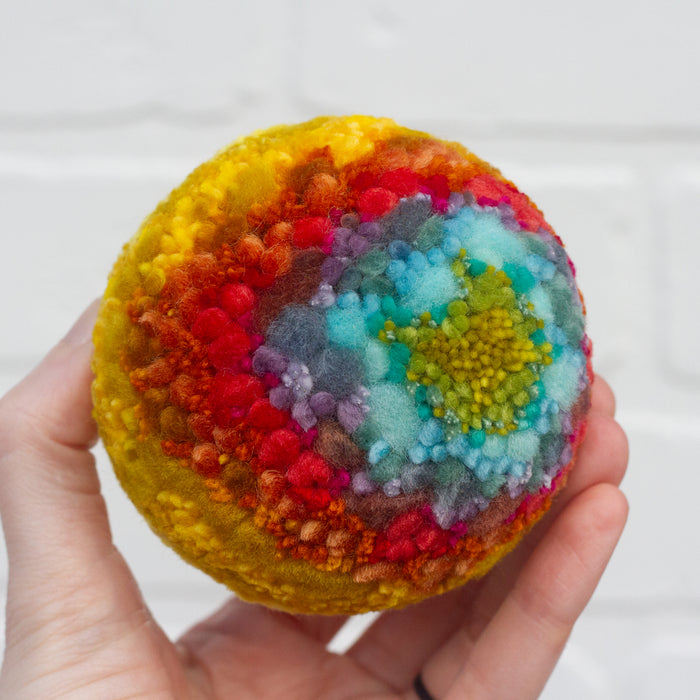 Midi Puff Sculpture in Olive Wood Frame | Yellow Rainbow