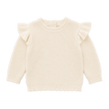 Milan Classic Knit Ruffle Baby Girl Pullover, Organic