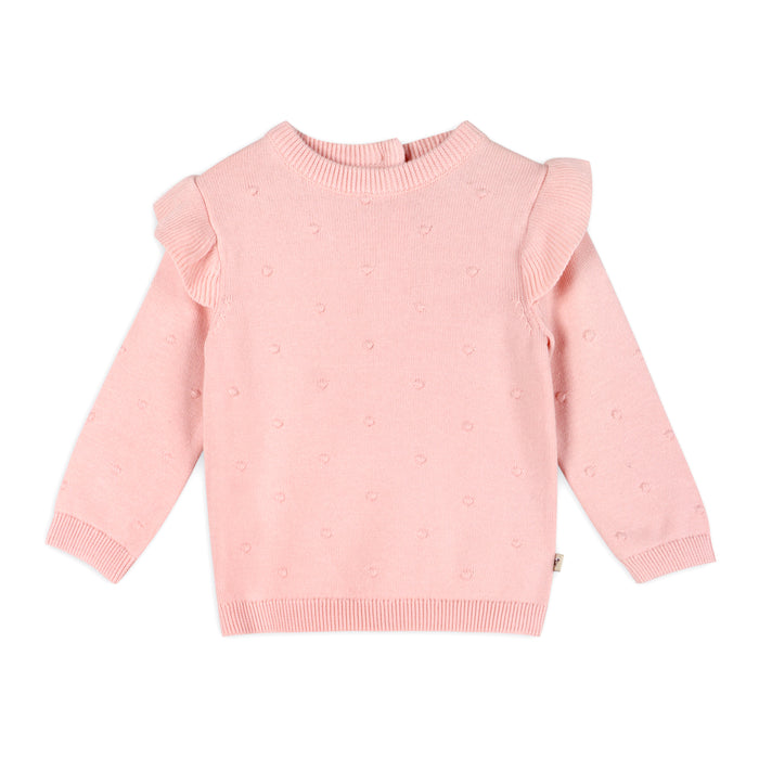 Milan Classic Ruffle Knit Baby Pullover Sweater with Bobbles