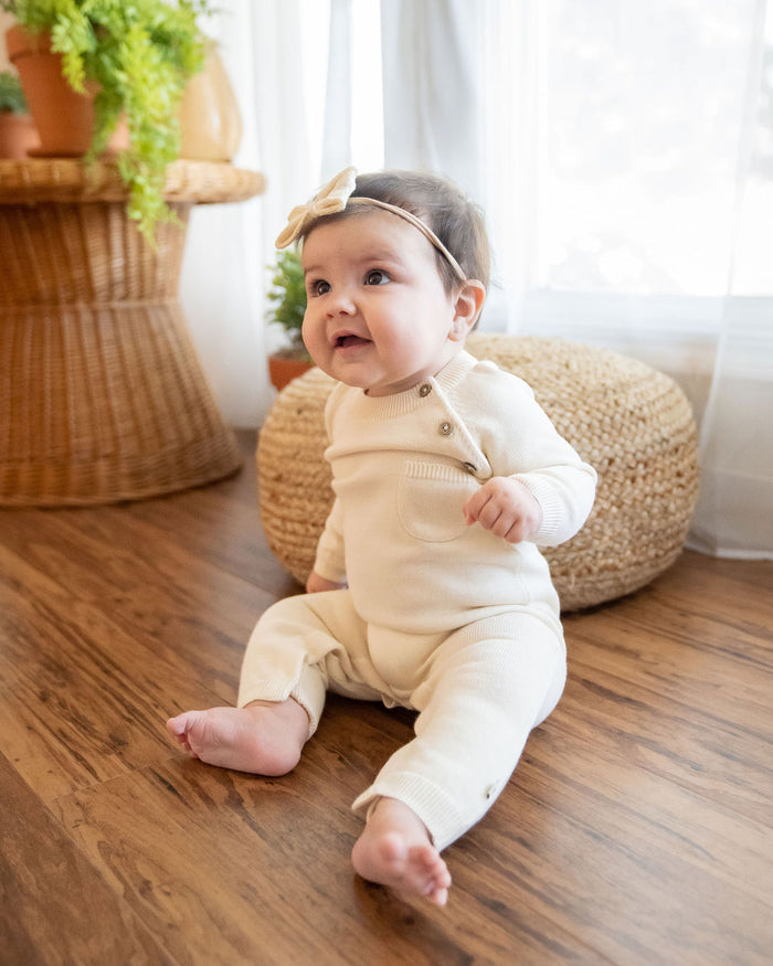 Milan Side Button & Pocket Knit Baby Jumpsuit (Organic Cotton)