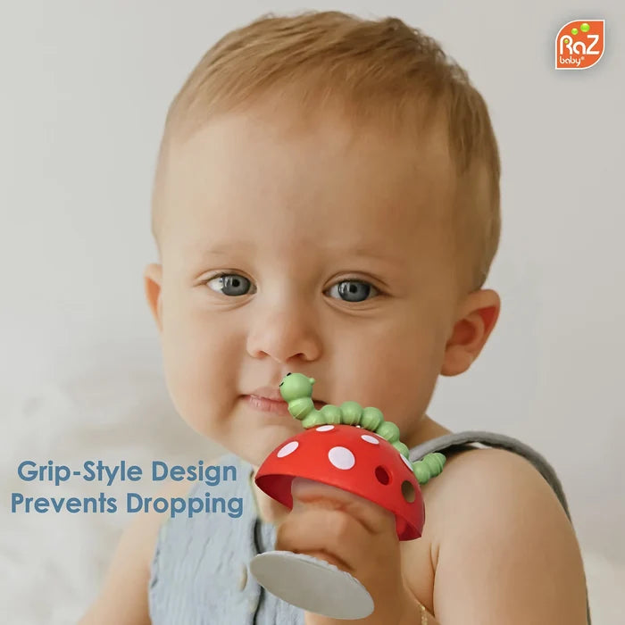 Mushroom teething rattle