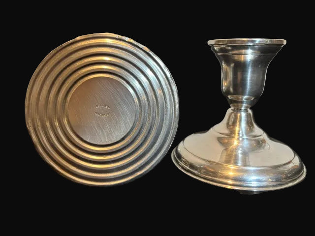 Pair Silver-Plated Candlesticks Traditional Weighted Candle Holders - Annapolis Maritime Antiques