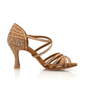 Paris - Tan Rhinestone 3" Latin and Ballroom Dance Shoes