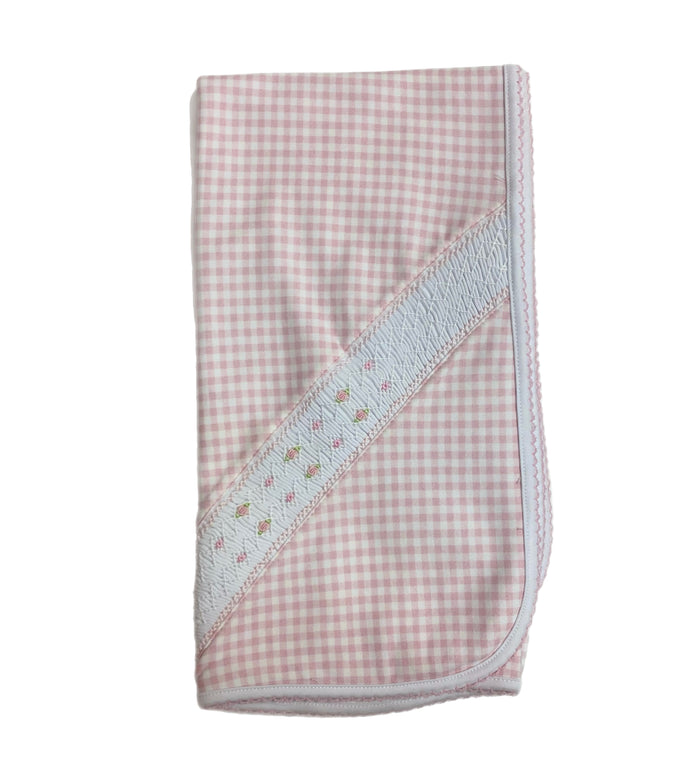 Pink Gingham Receiving Blanket