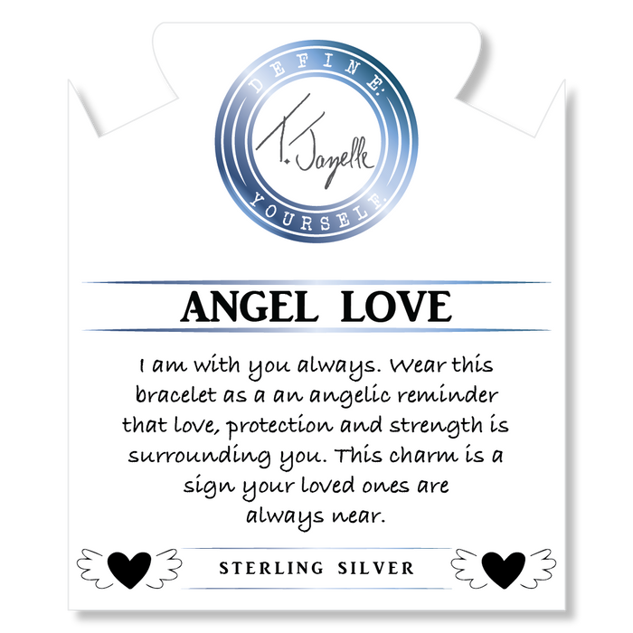 Pink Rhodonite Gemstone Bracelet with Angel Love Sterling Silver Charm