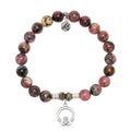 Pink Rhodonite Gemstone Bracelet with Claddagh Sterling Silver Charm