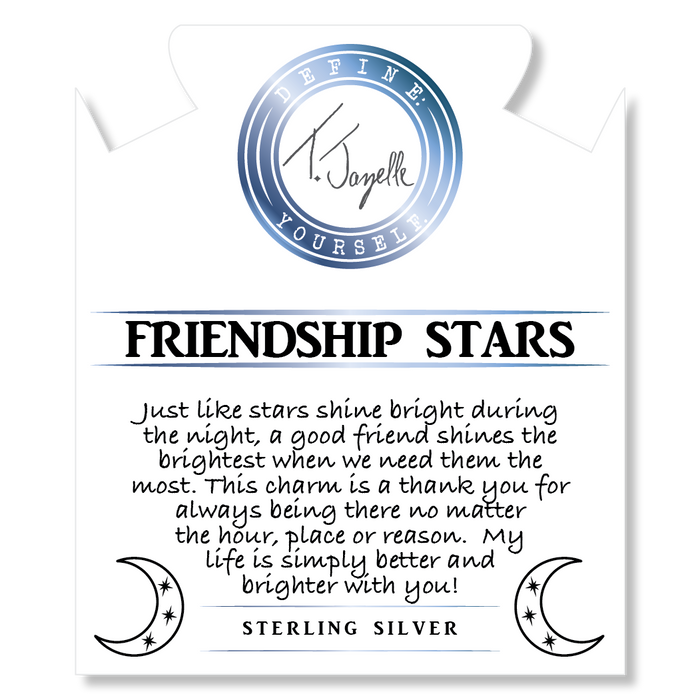 Pink Rhodonite Gemstone Bracelet with Friendship Stars Sterling Silver Charm