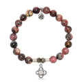 Pink Rhodonite Gemstone Bracelet with Stronger Together Sterling Silver Charm